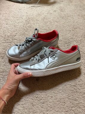 Puma Silver Sneakers with Red Interior